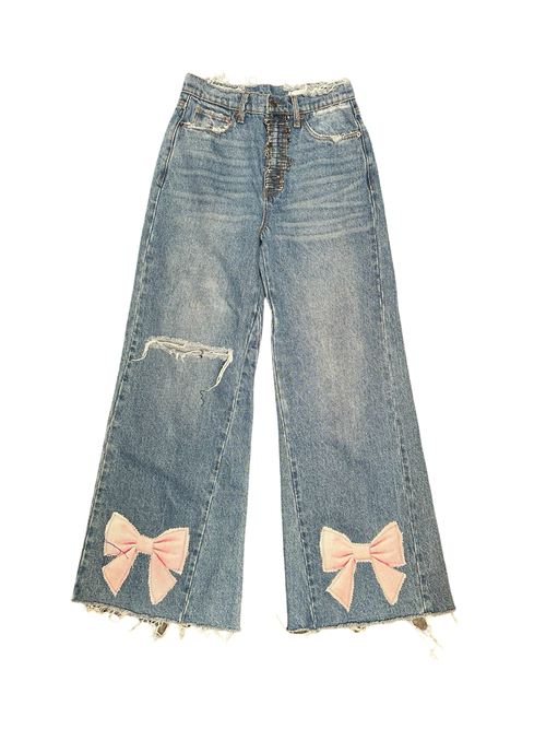 bellbottom bow denim