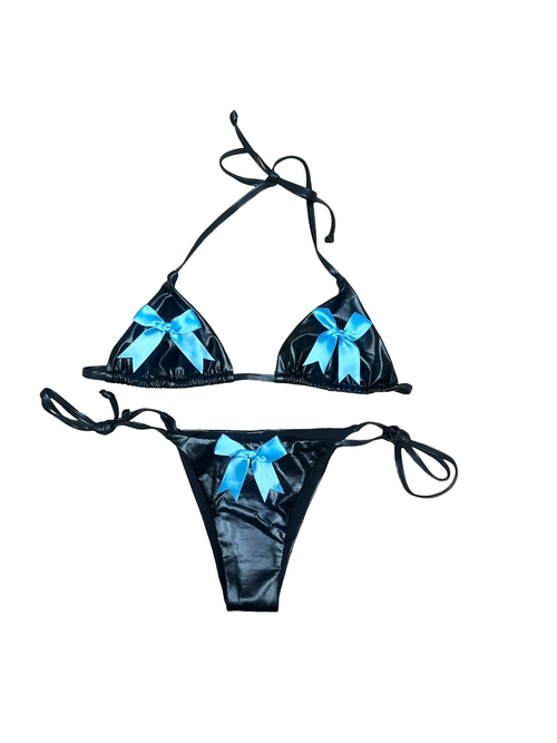 blue bow bikini