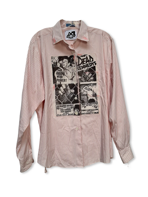 Dead Kennedys pink stripe button up
