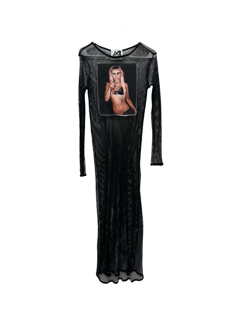 gaga mesh floor length dress