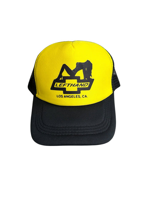 yellow + black trucker hat