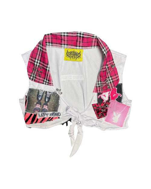 his and hers crop plaid tie top