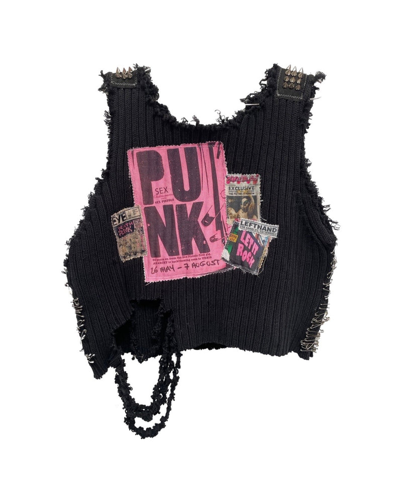 black knit pink PUNK vest