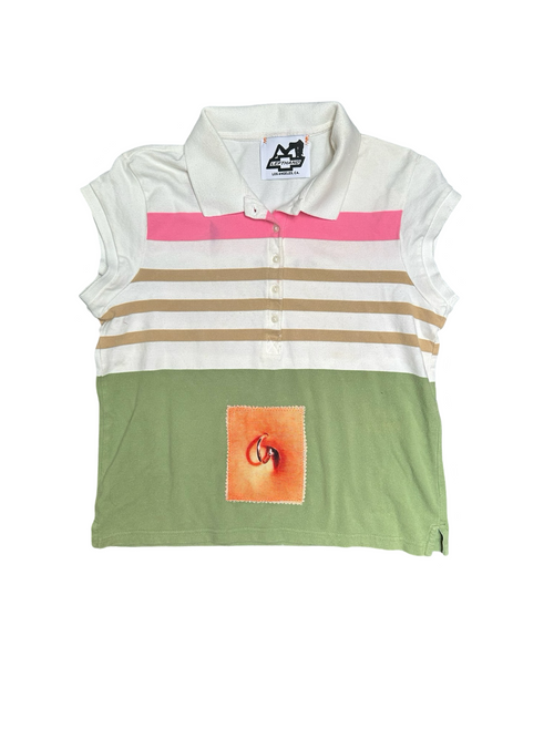 pink pastel stripe polo