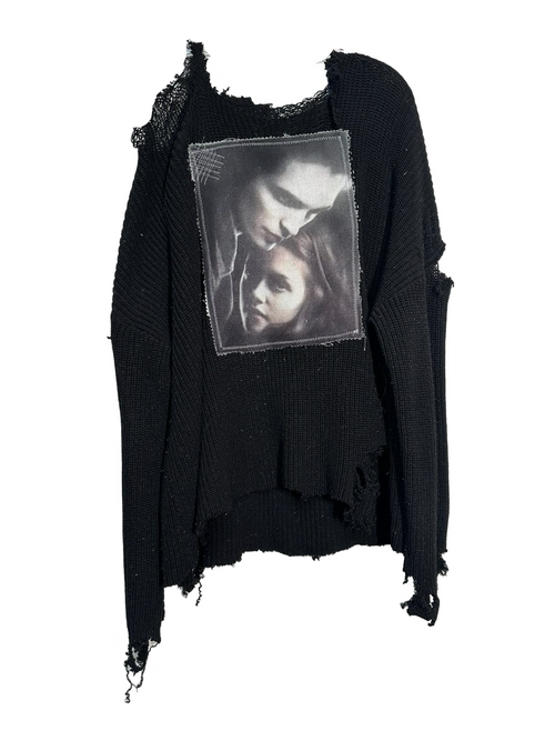 team Edward distressed sweater