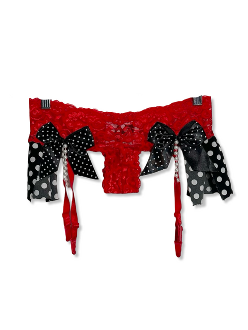 red polkadot garter belt