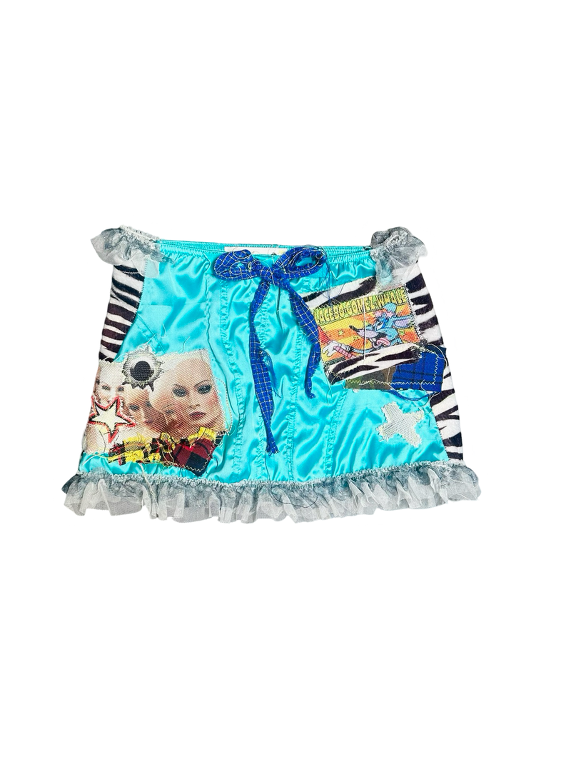 crazy teal mini skirt