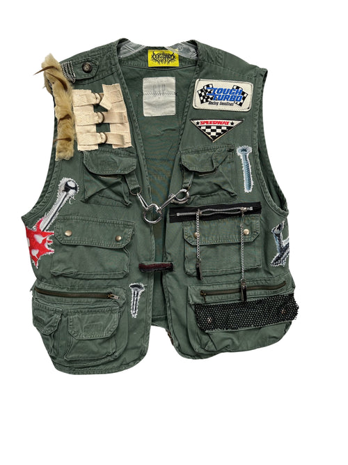 green tactical pierced vest
