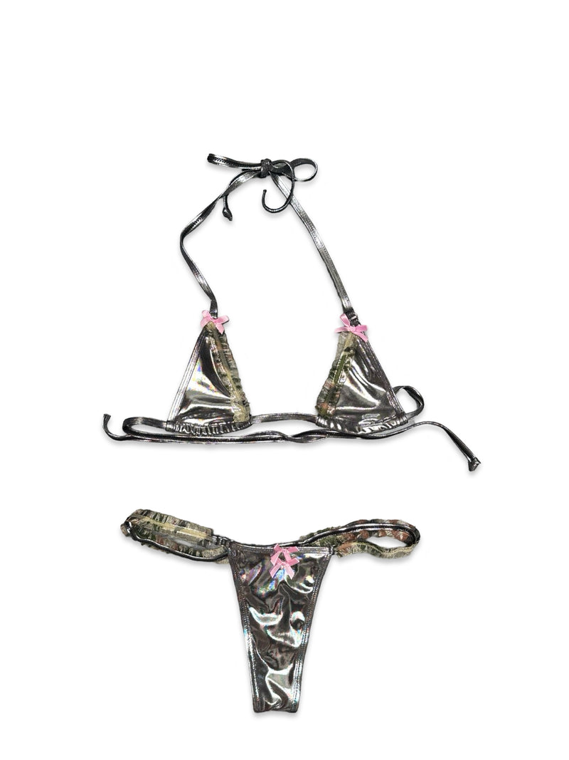 metal camo thong bikini