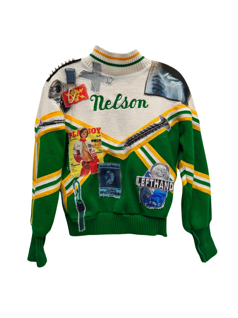 green nelson cheer sweater