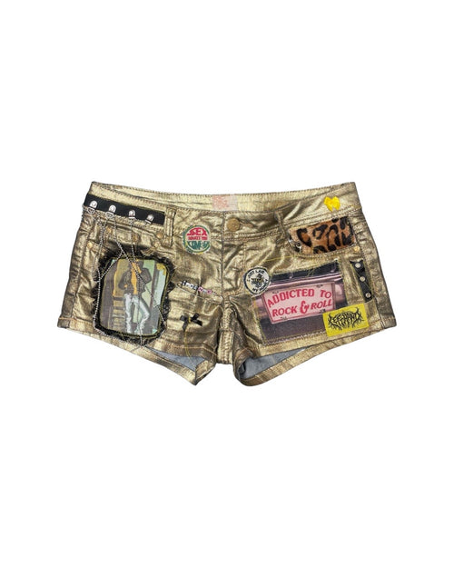 happy ending addicted to rock gold shorts