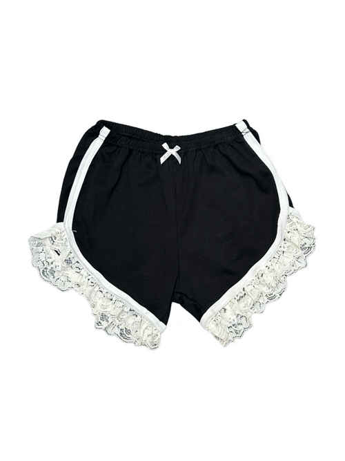 black and ruffle athletic shorts