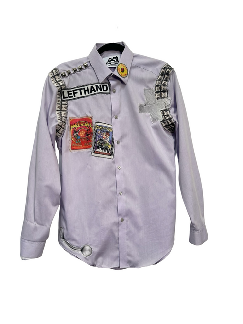 lavender panic button up