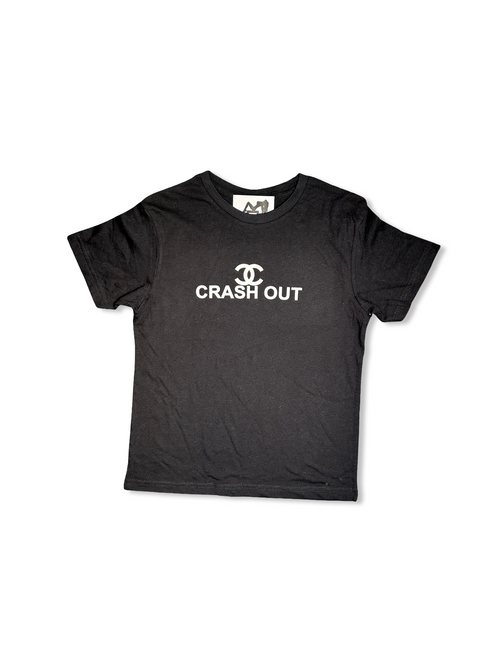black crash out baby tee