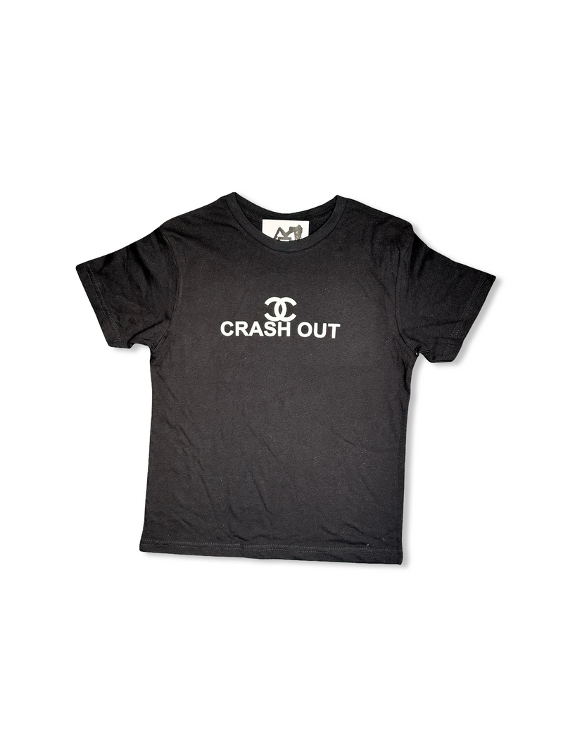 black crash out baby tee