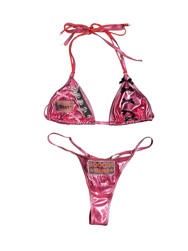 metallic pink hoochie mama bikini