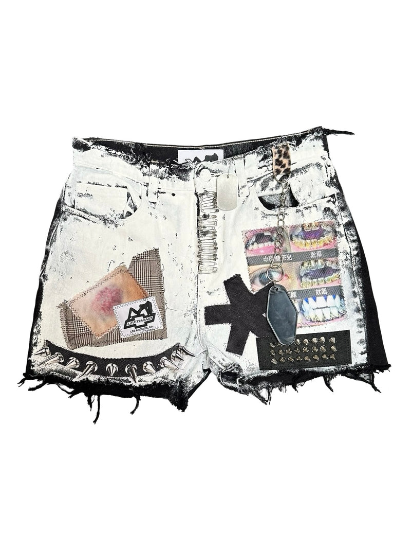 silver teeth demin shorts