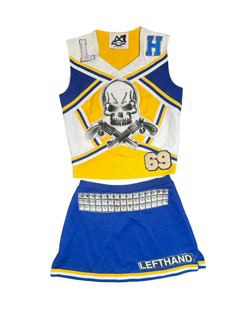 blue and yellow cheer costume