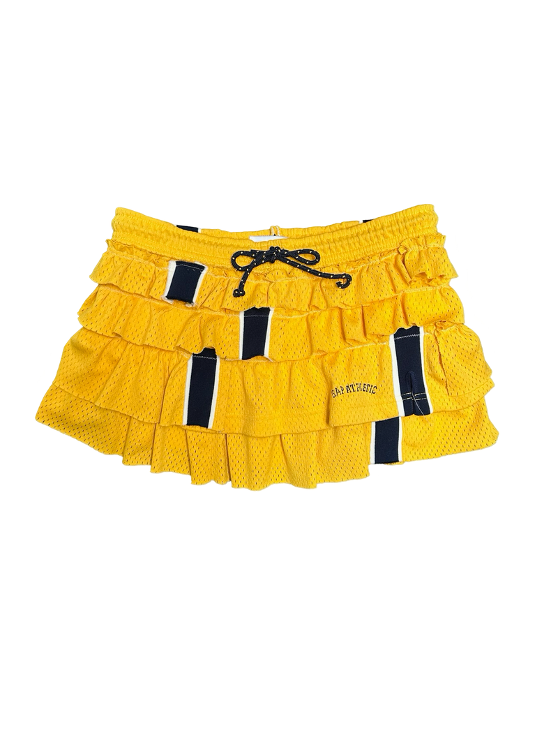 yellow jersey ruffle skirt