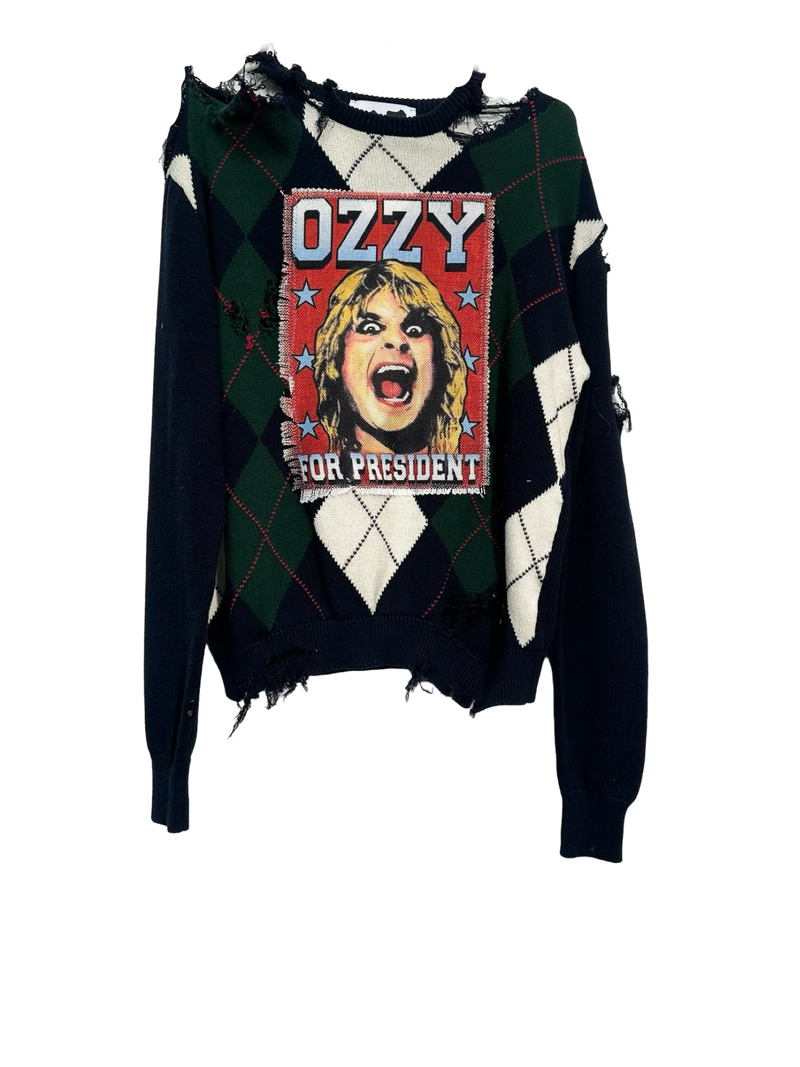 Ozzy for pres argyle sweater