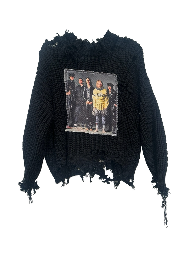 nirvana cheer distressed sweater