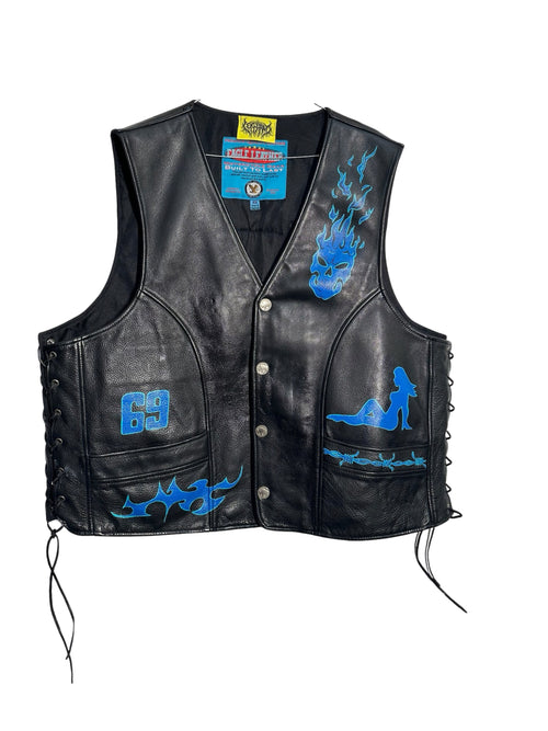 hand painted eagle leather vest