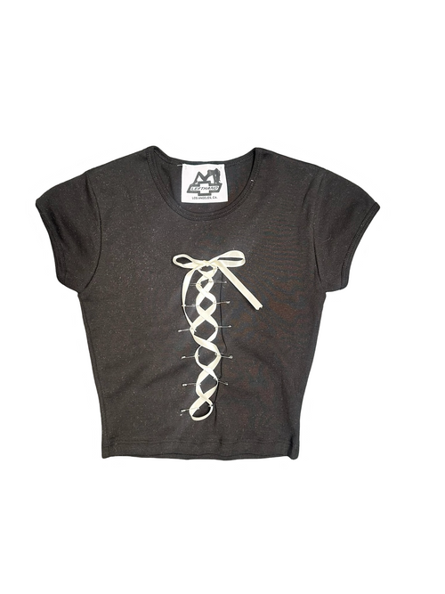 black lace up bb tee