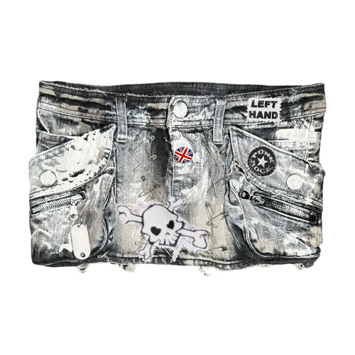 punk rock painted denim mini skirt