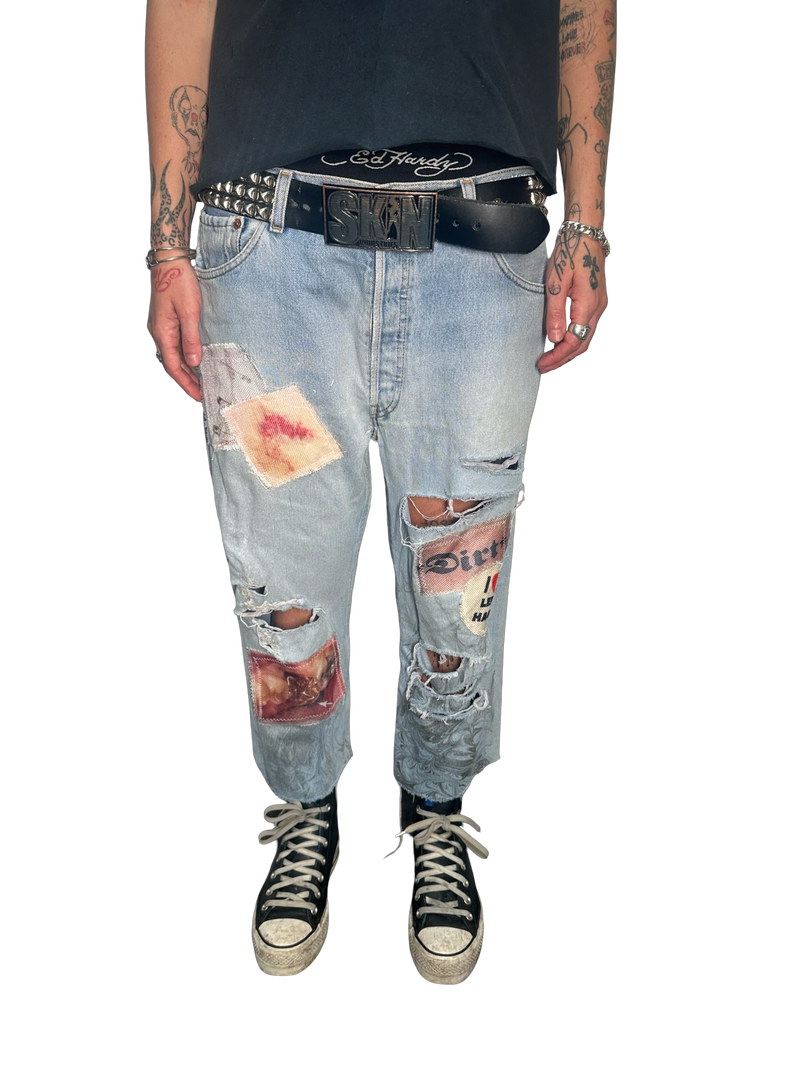 dirt denim cut offs