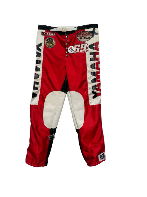 red Yamaha racing pants