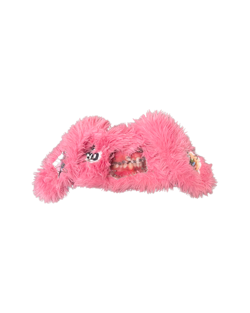 pink bunny teeth fluffy hat