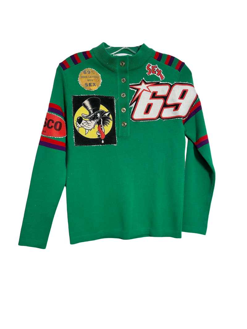 green 70's 69 sweater