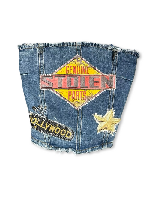 genuinelace up denim tube top