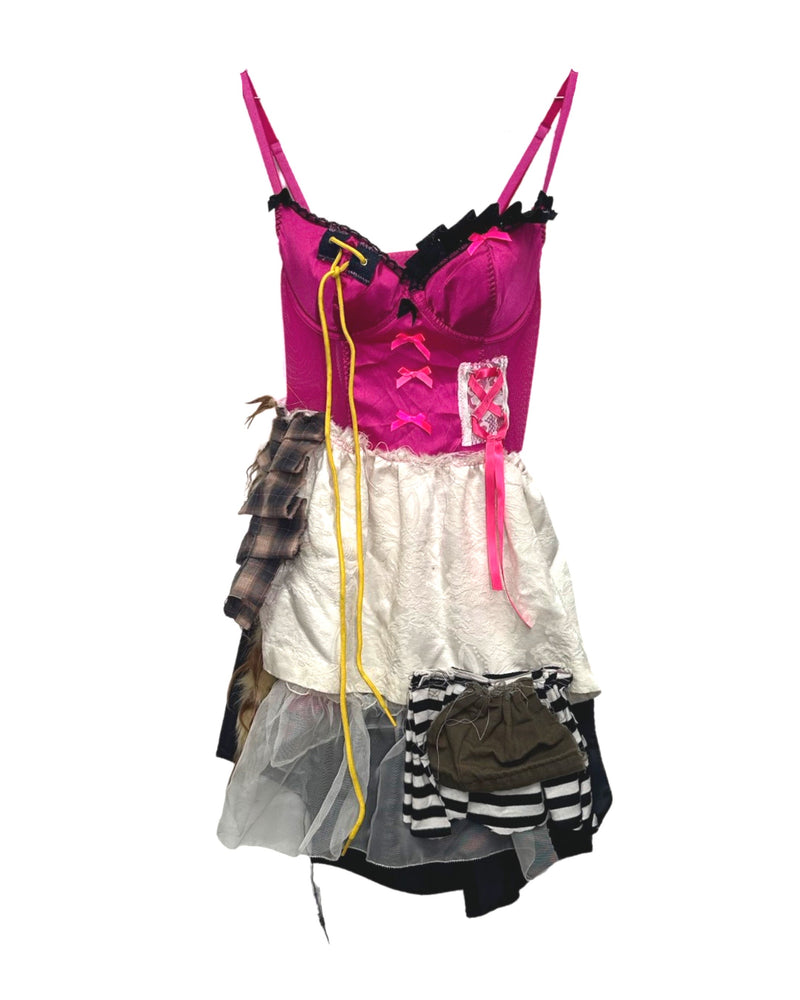 hot pink layered corset dress