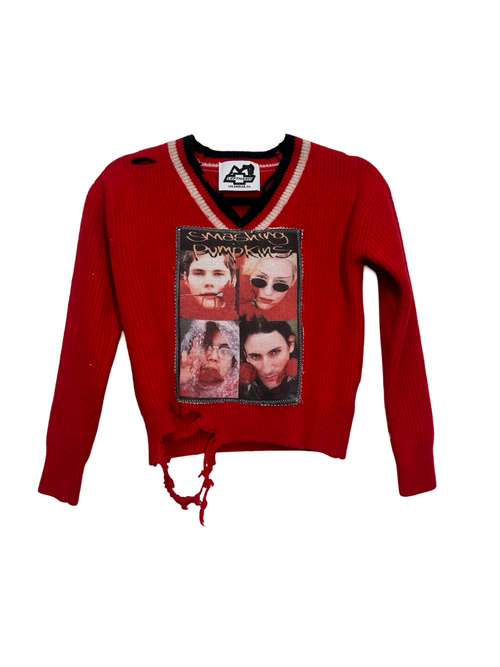 smashing pumpkins red v-neck sweater