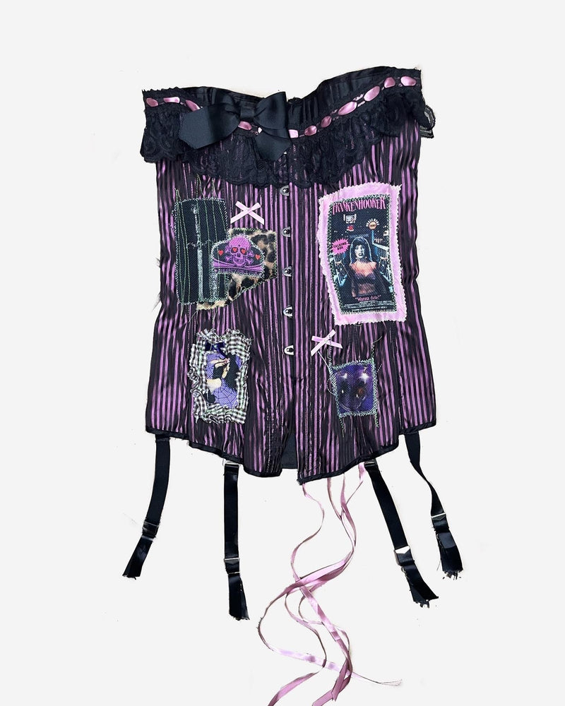 happy ending purple stripe corset