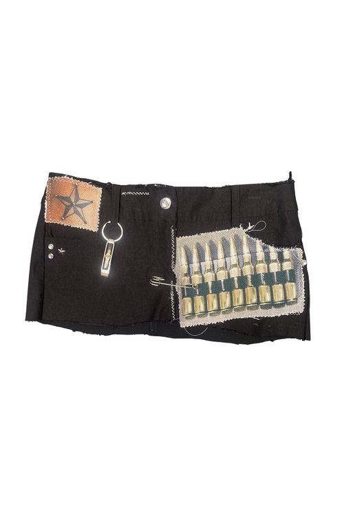 bullet belt mini skirt