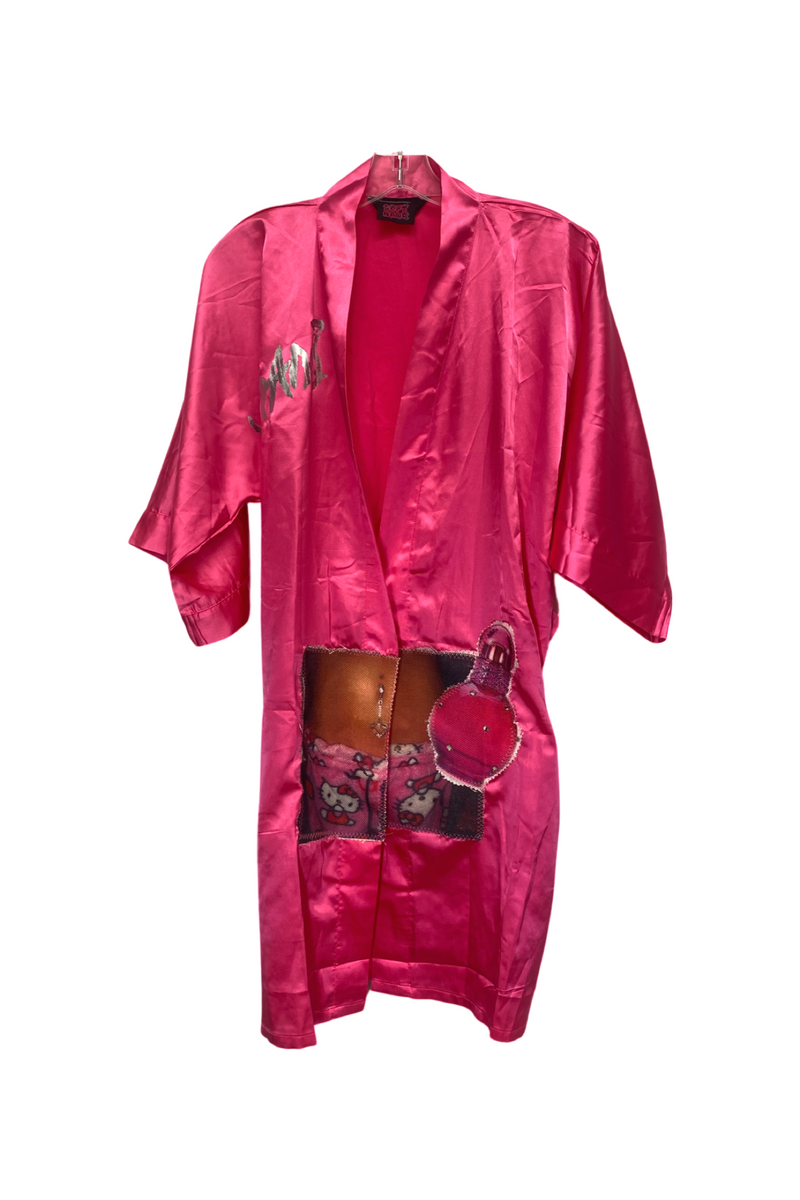 pink silky night robe