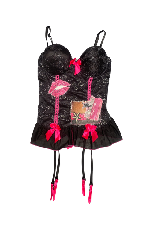 smooches black+ pink corset top