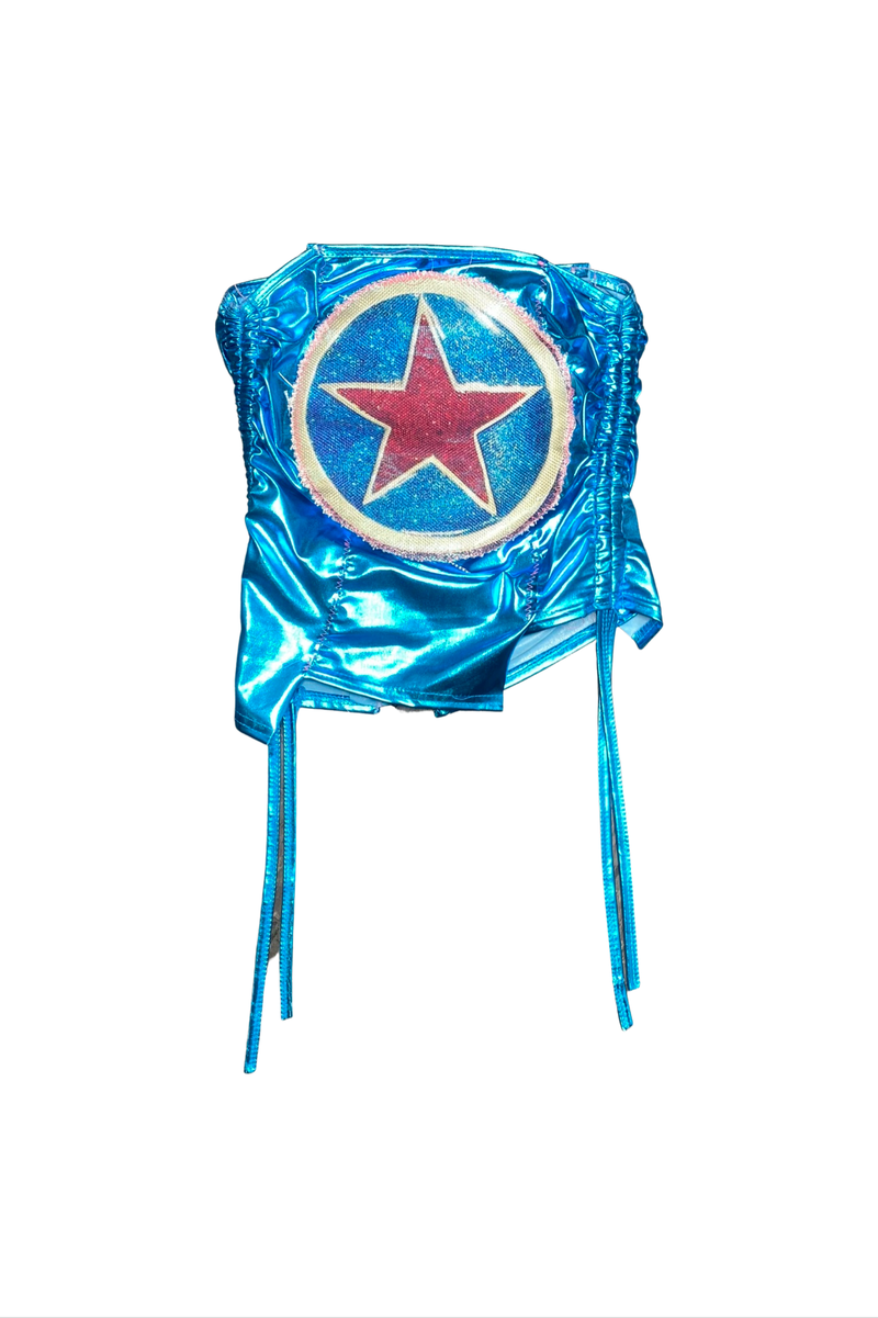 metallic blue star tube top