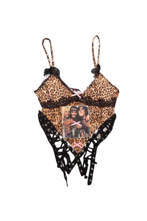 lace up leopard corset top