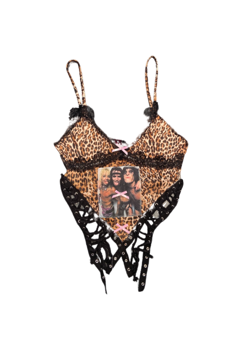lace up leopard corset top