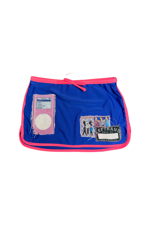 pink iPod blue mini skirt