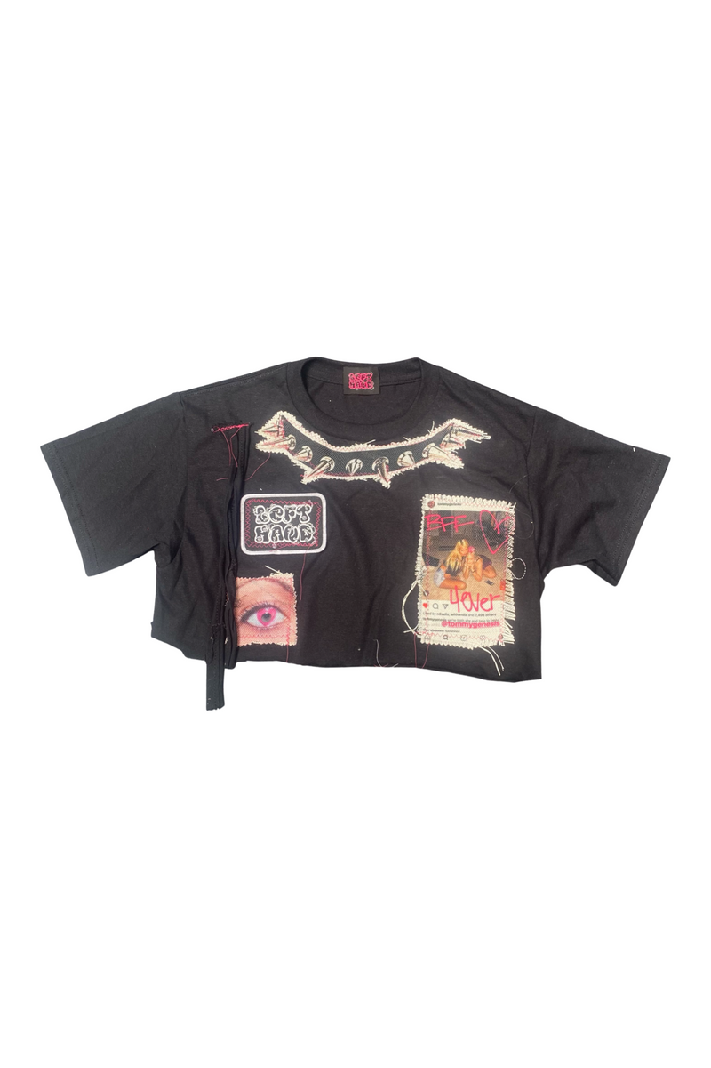 Tommy~julie world pretty pink punk crop top