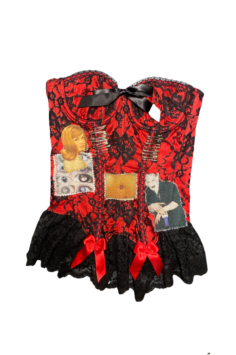 red and black goblin corset