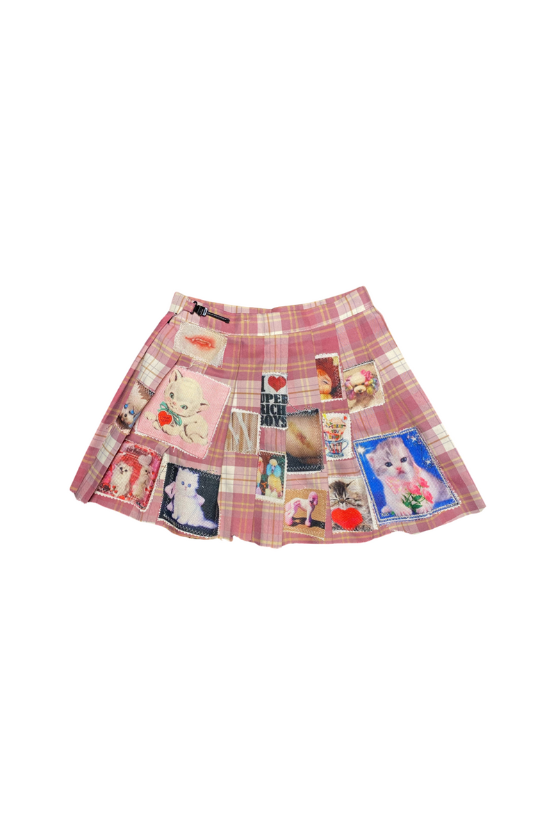 kitty cat pink pleated skirt
