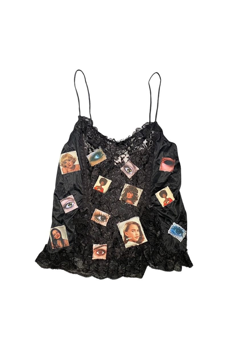 girl world black lace tank