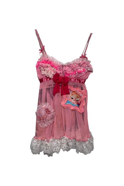 pink rick rack ruffle dress