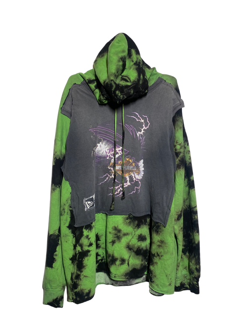 green dye crop biker hoodie