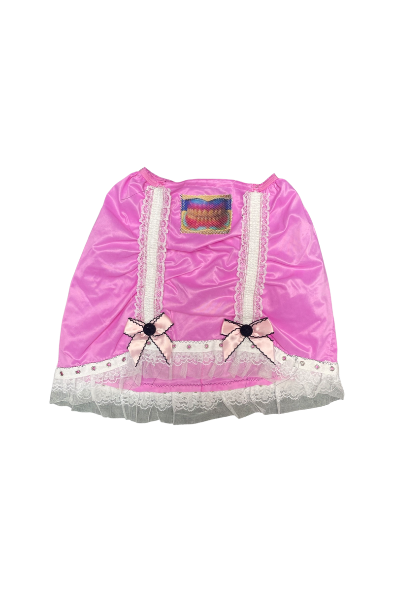 pink ruffle SMILE mini skirt